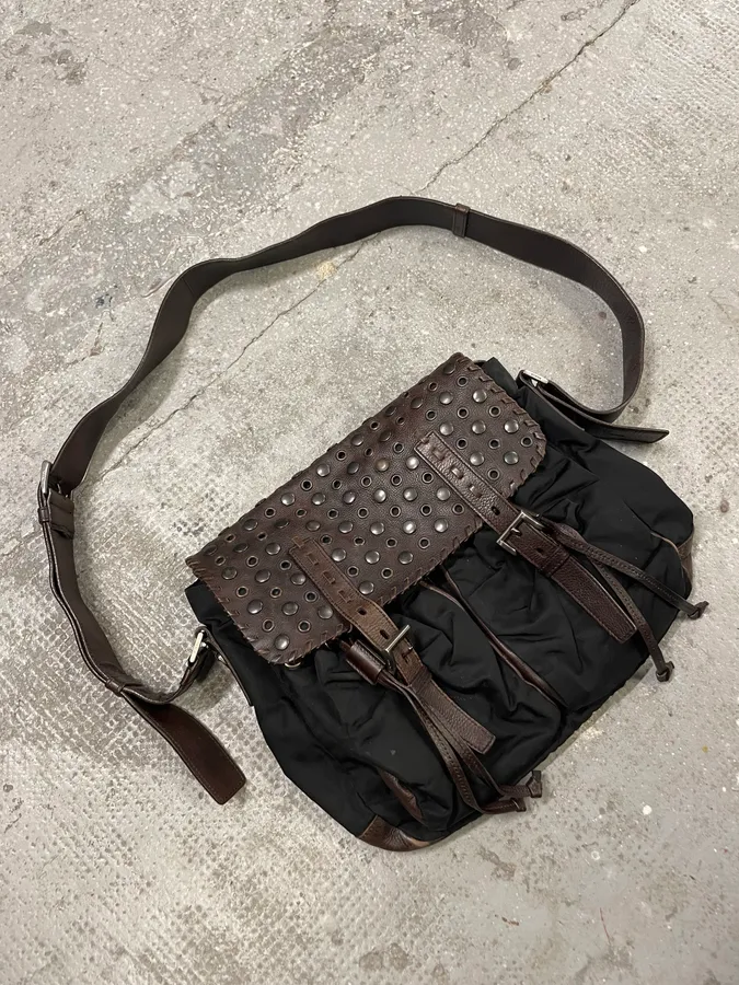 Prada Black Embellished Studded Shoulder Bag - Image 6