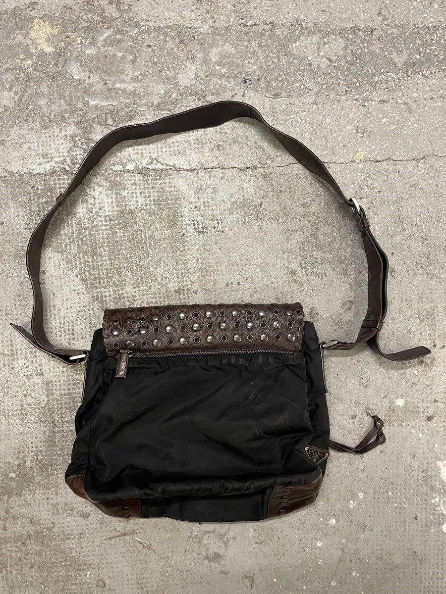 Prada Black Embellished Studded Shoulder Bag - Image 7