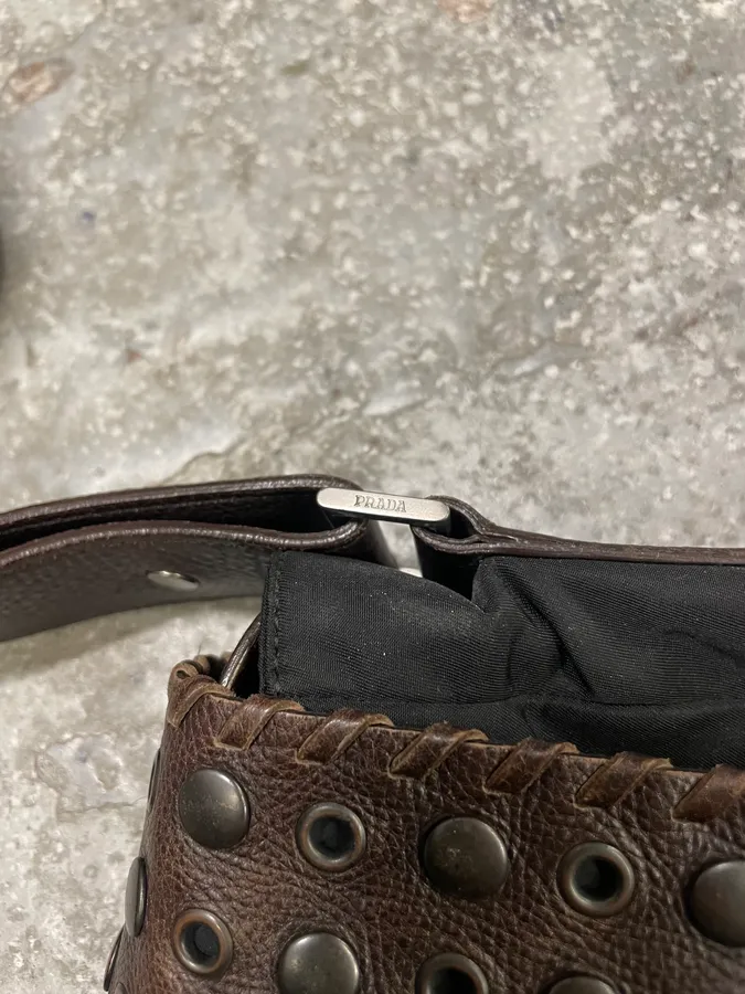 Prada Black Embellished Studded Shoulder Bag - Image 8