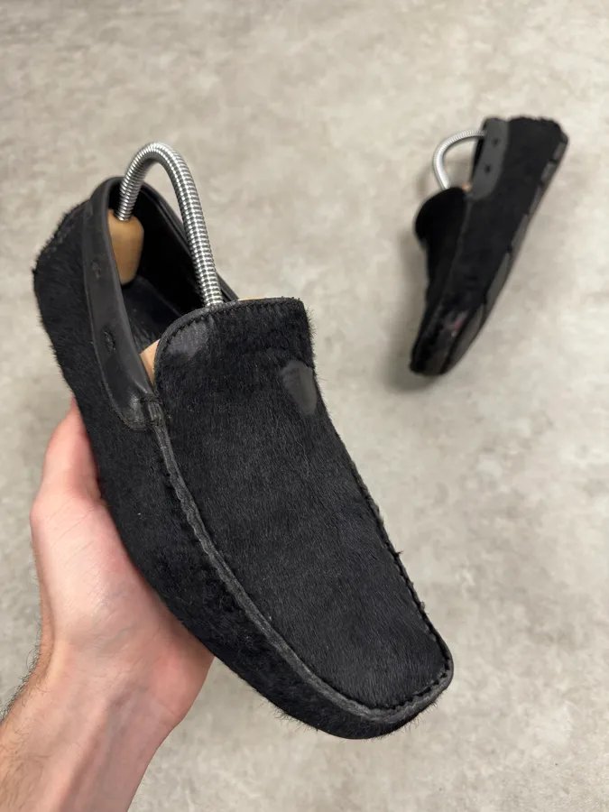 Prada Black Pony Hair Loafers Driver Sole