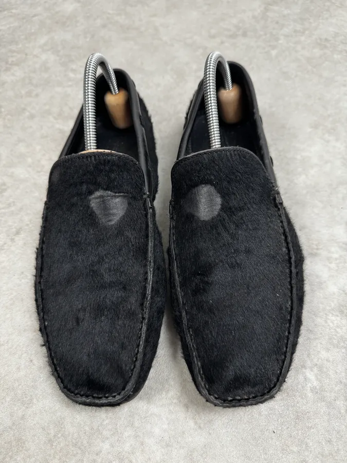 Prada Black Pony Hair Loafers Driver Sole - Image 2