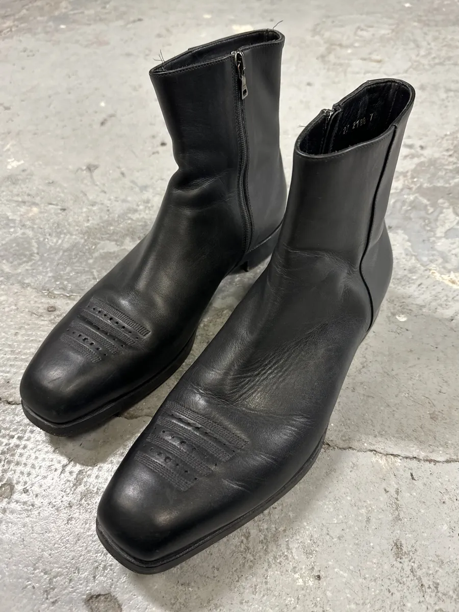 Prada Black Premium Precise Leather Boots - Image 2