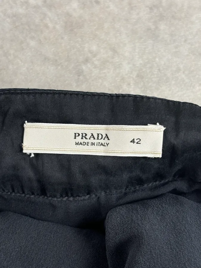 Prada Black Silk Ruched Skirt - Image 10