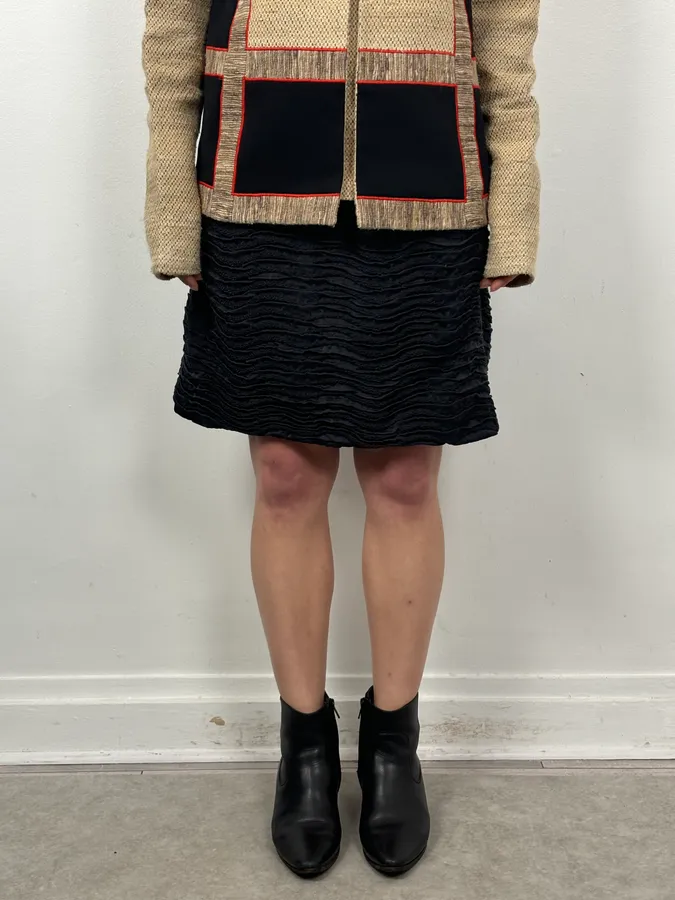 Prada Black Silk Ruched Skirt - Image 2