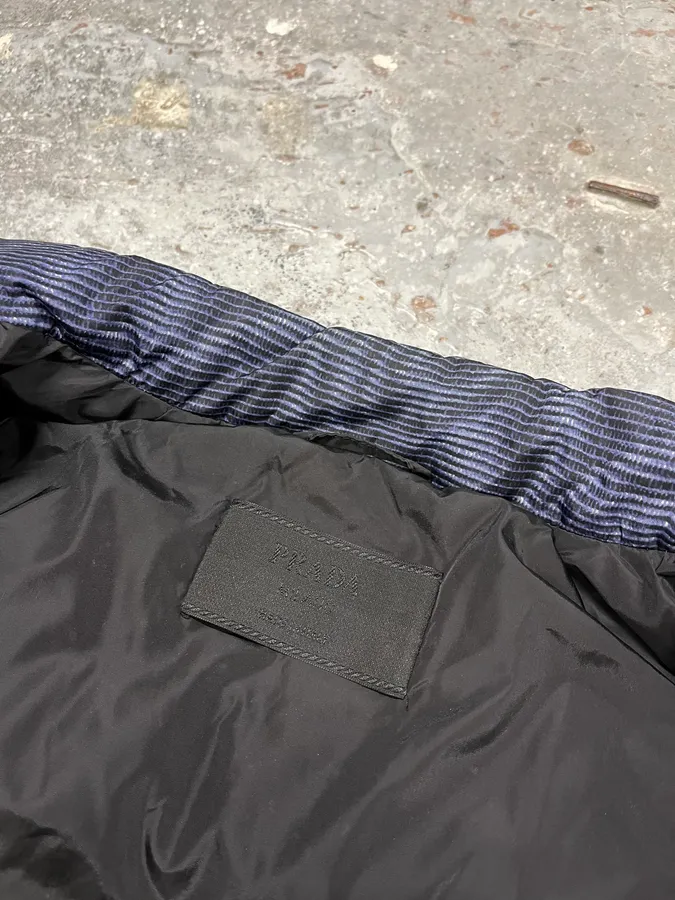 Prada Blue Digital Line Puffer Jacket - Image 9