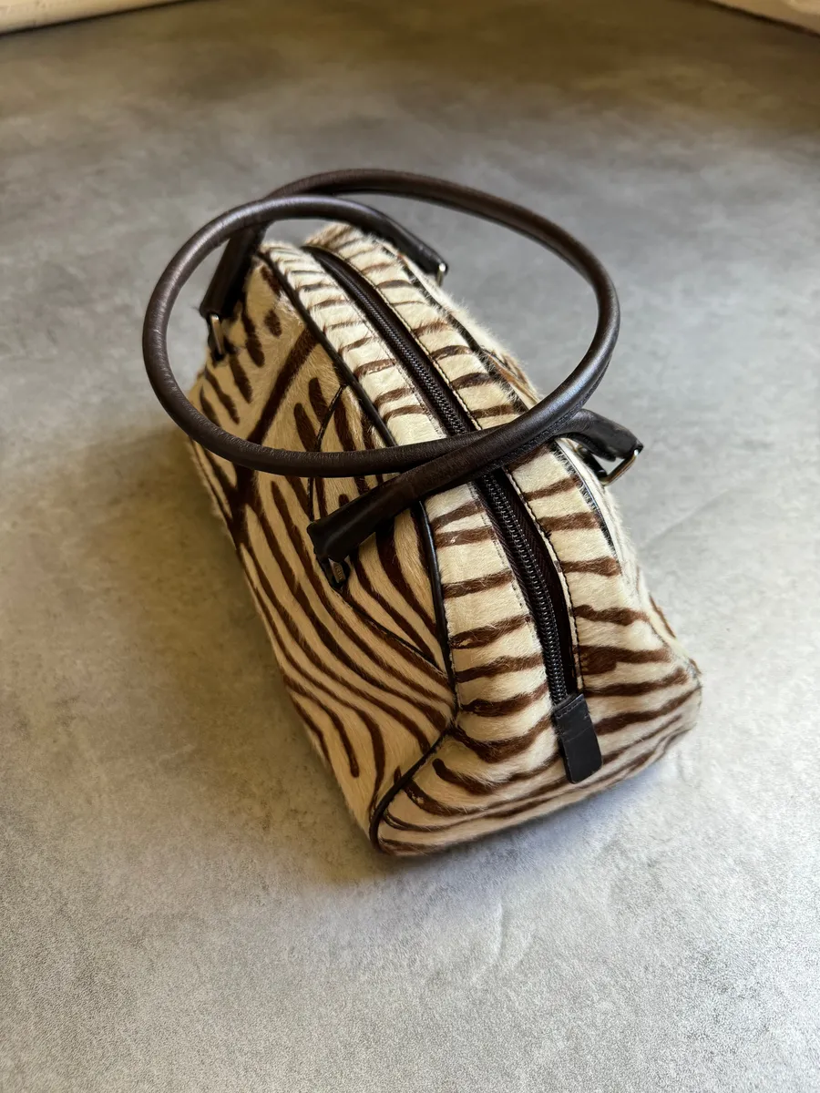 Prada Bowling Pony Hair Calfskin Zebra Hangbag - Image 9