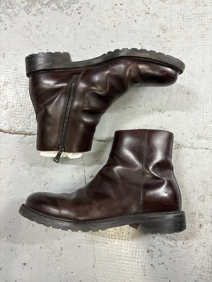 Prada Brown Classy Leather Chelsea Boots - Image 4