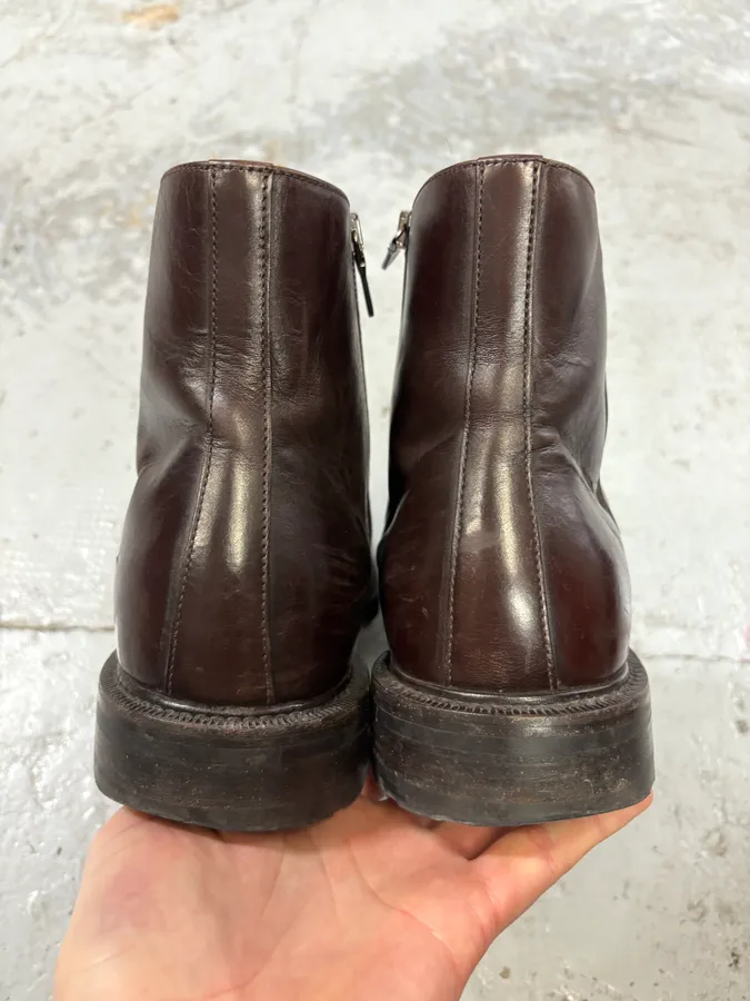 Prada Brown Classy Leather Chelsea Boots - Image 7