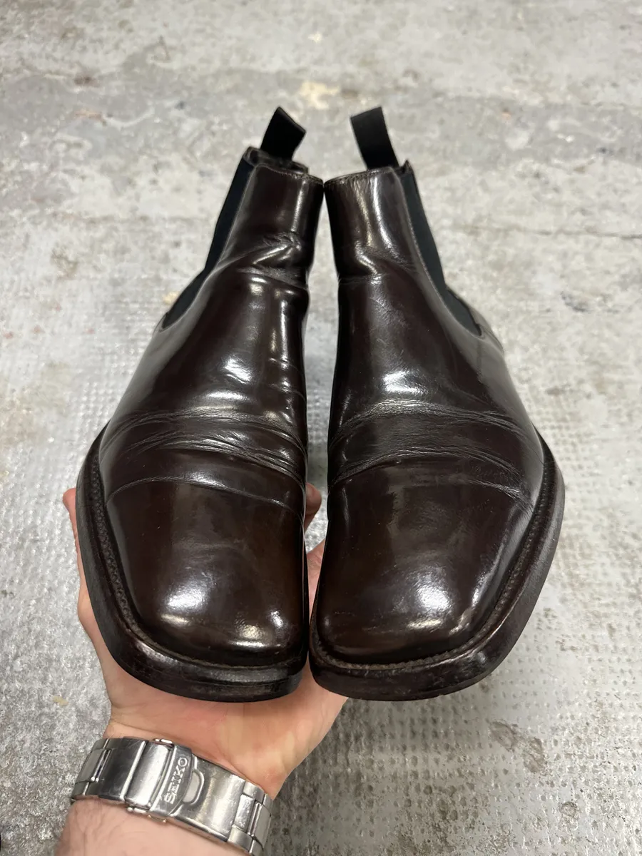 Prada Brown Leather Ankle Boots - Image 3