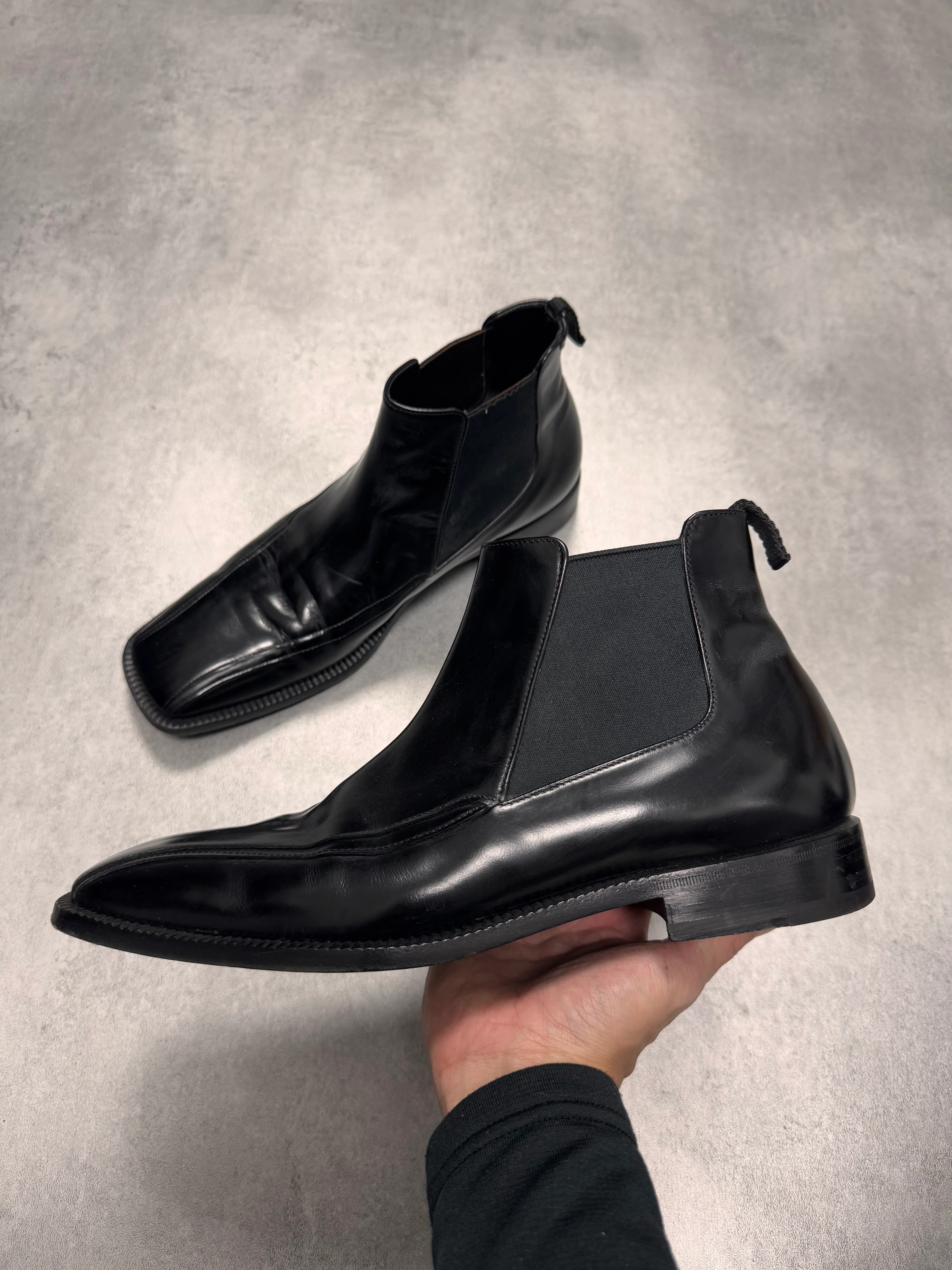 Prada Class Ankle Black Leather Boots - Image 2