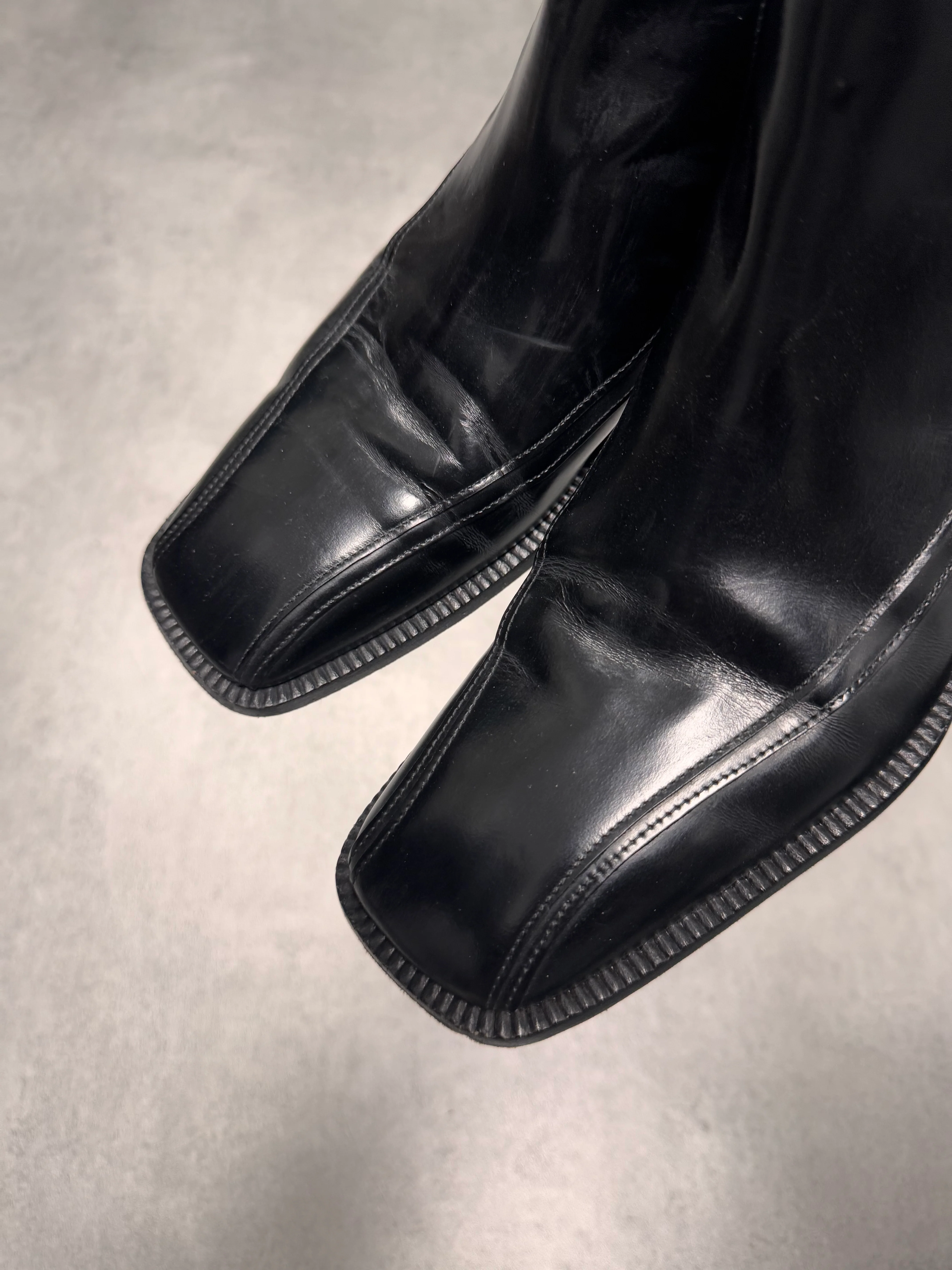 Prada Class Ankle Black Leather Boots - Image 4