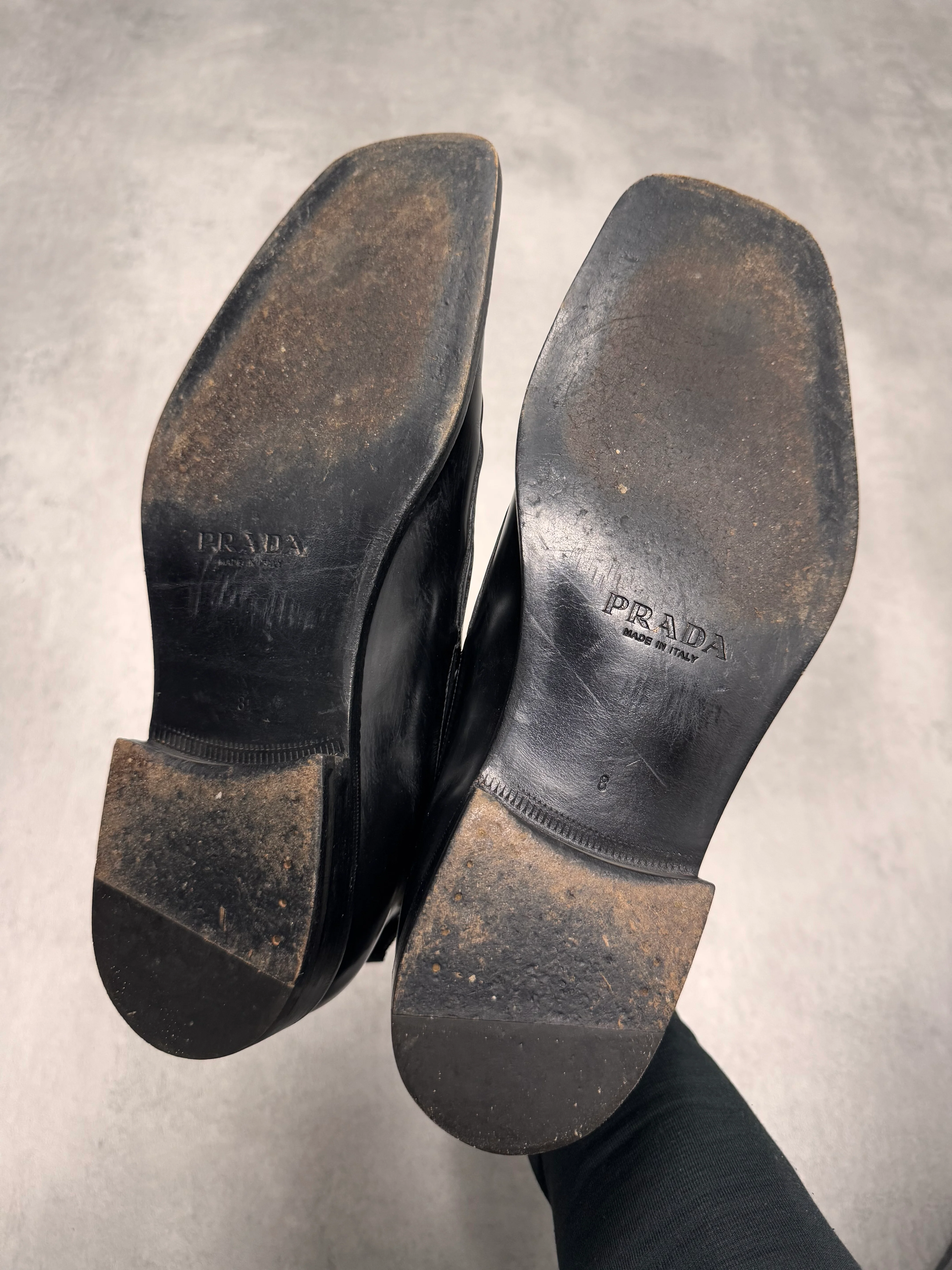 Prada Class Ankle Black Leather Boots - Image 5