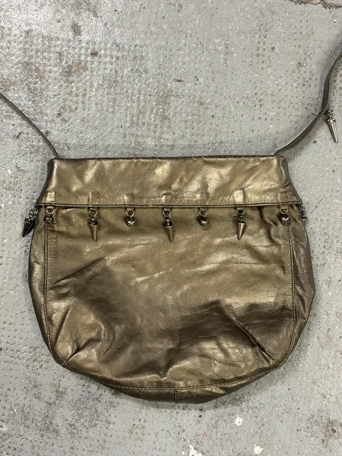 Prada Gold Leather Studded Shoulder Bag - Image 5