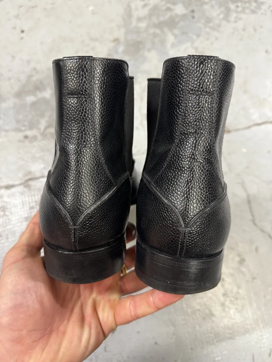 Prada Grained Leather Black Biker Boots - Image 4
