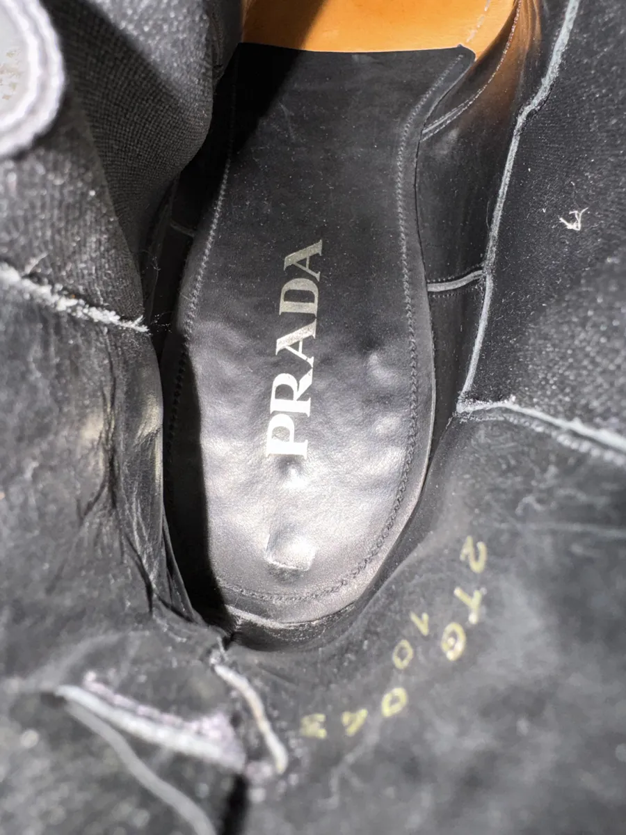 Prada Grained Leather Black Biker Boots - Image 7