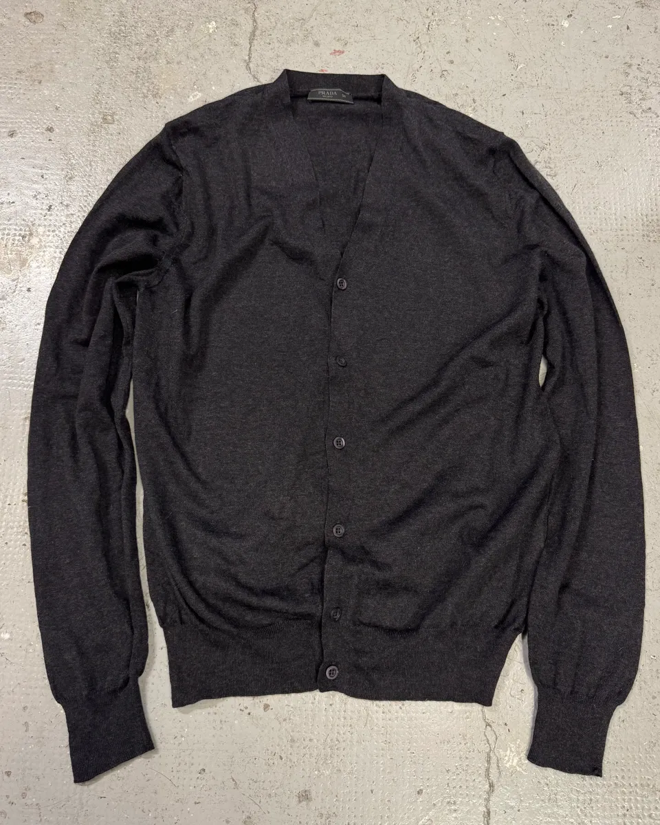 Prada Grey Wool Cardigan Buttoned Sweater
