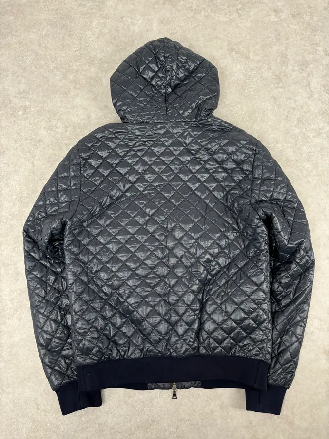 Prada Navy Hooded Quilted Minimalist Puffer Jacket - Image 5