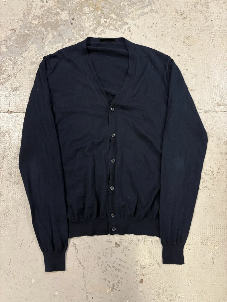 Prada Navy Minimalist Cardigan Sweater - Image 9