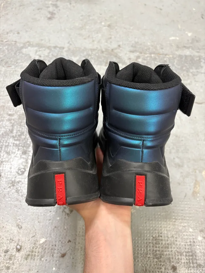 Prada Polarius Futuristic Black Iridescent High Top Sneakers - Image 7