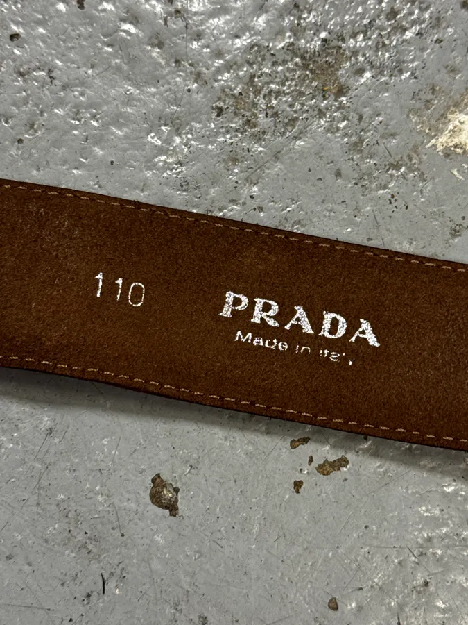 Prada Red Logo Buckle Leather Belt - Image 6