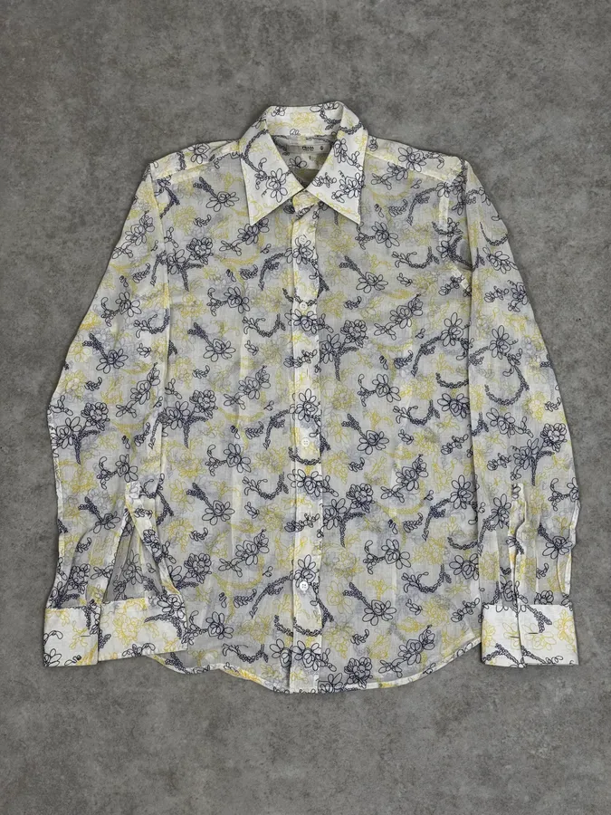 Prada White Clear Sweet Flowers Shirt