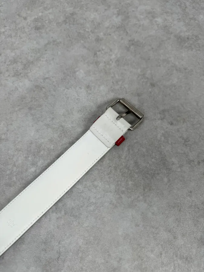 Prada White Grey Leather Belt - Image 7