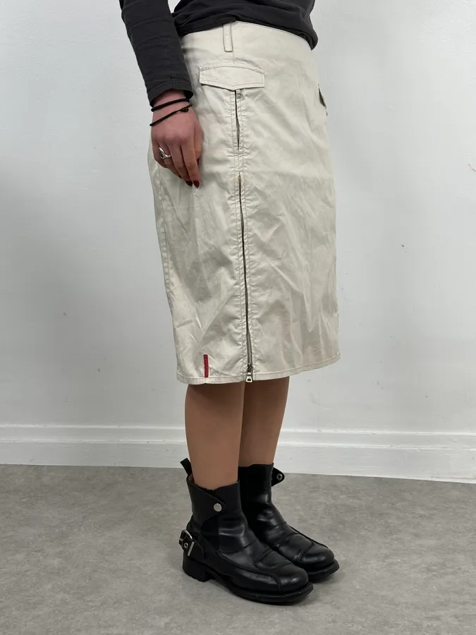 Prada White Utility Multi Zips Skirt - Image 2