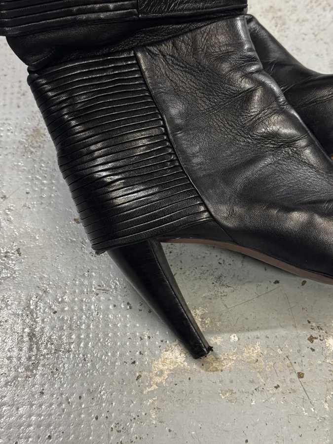 Premiata Black Geometrical High Heels Leather Boots - Image 6