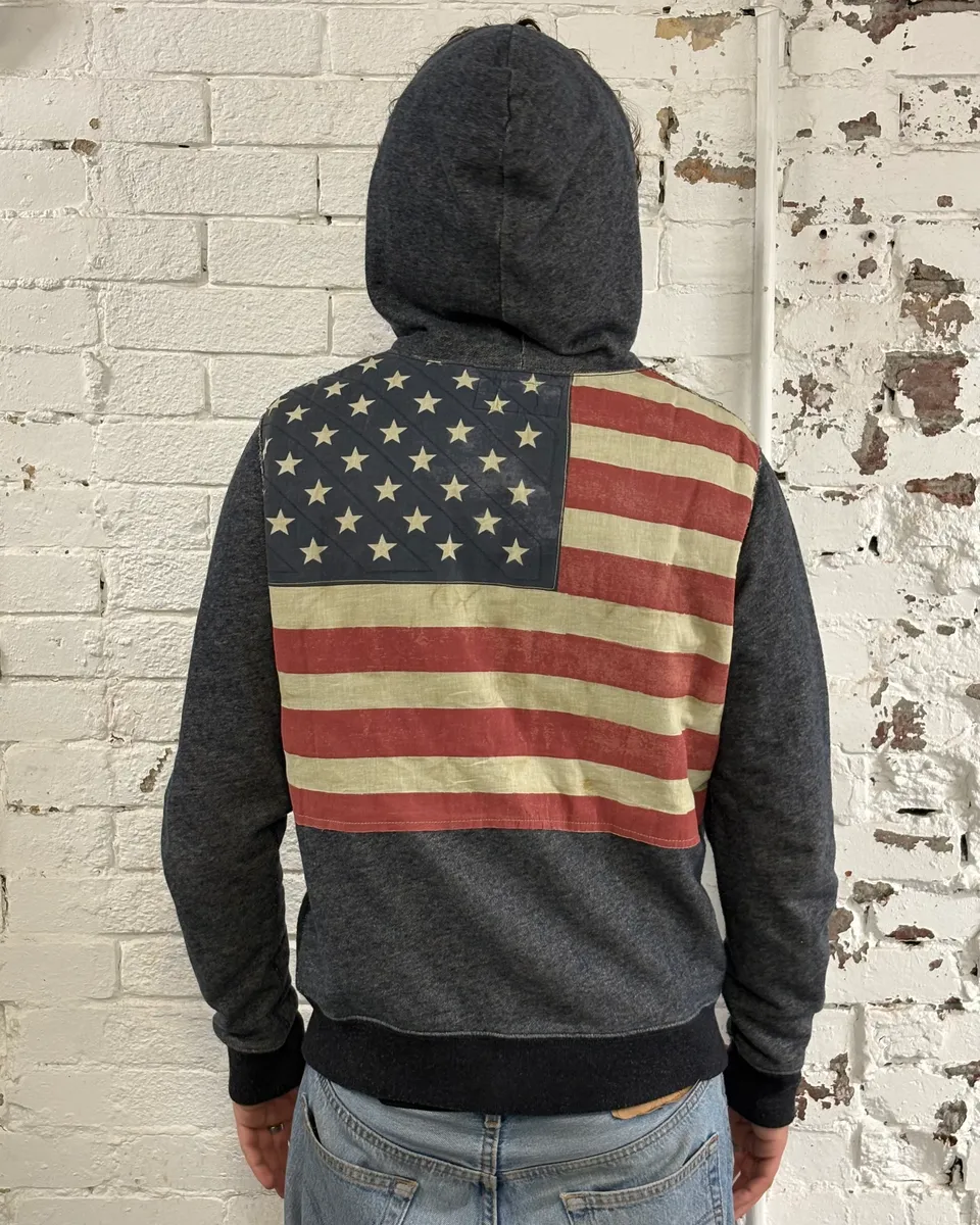 Ralph Lauren American Flag Grey Zip-up Hoodie - Image 4