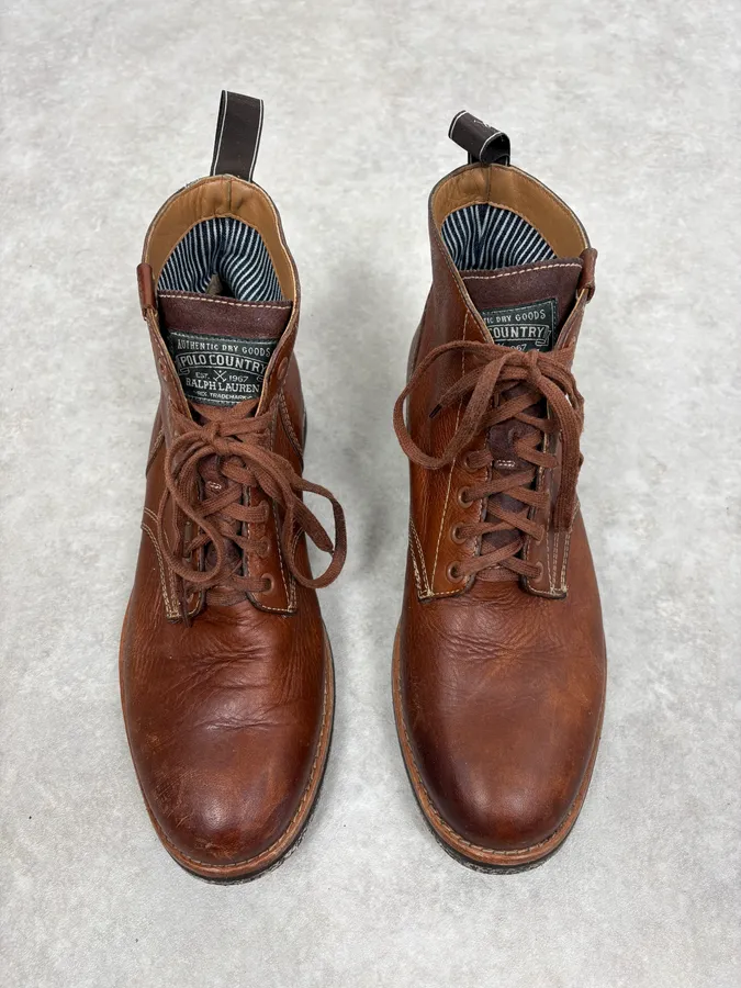 Ralph Lauren Brown Leather Army Boots - Image 2