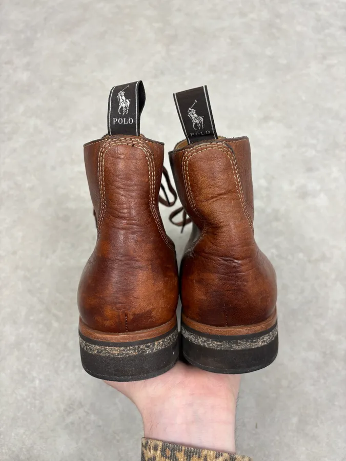 Ralph Lauren Brown Leather Army Boots - Image 7
