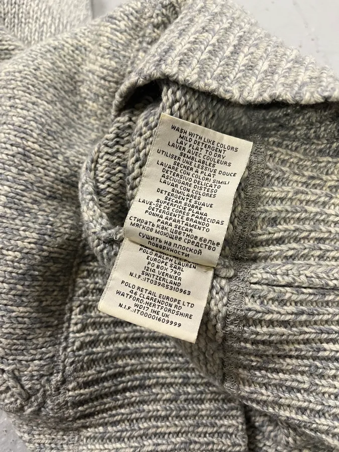 Ralph Lauren Denim & Supply Grey Acrylic Wool Ribbed Knit Hoodie - Image 10