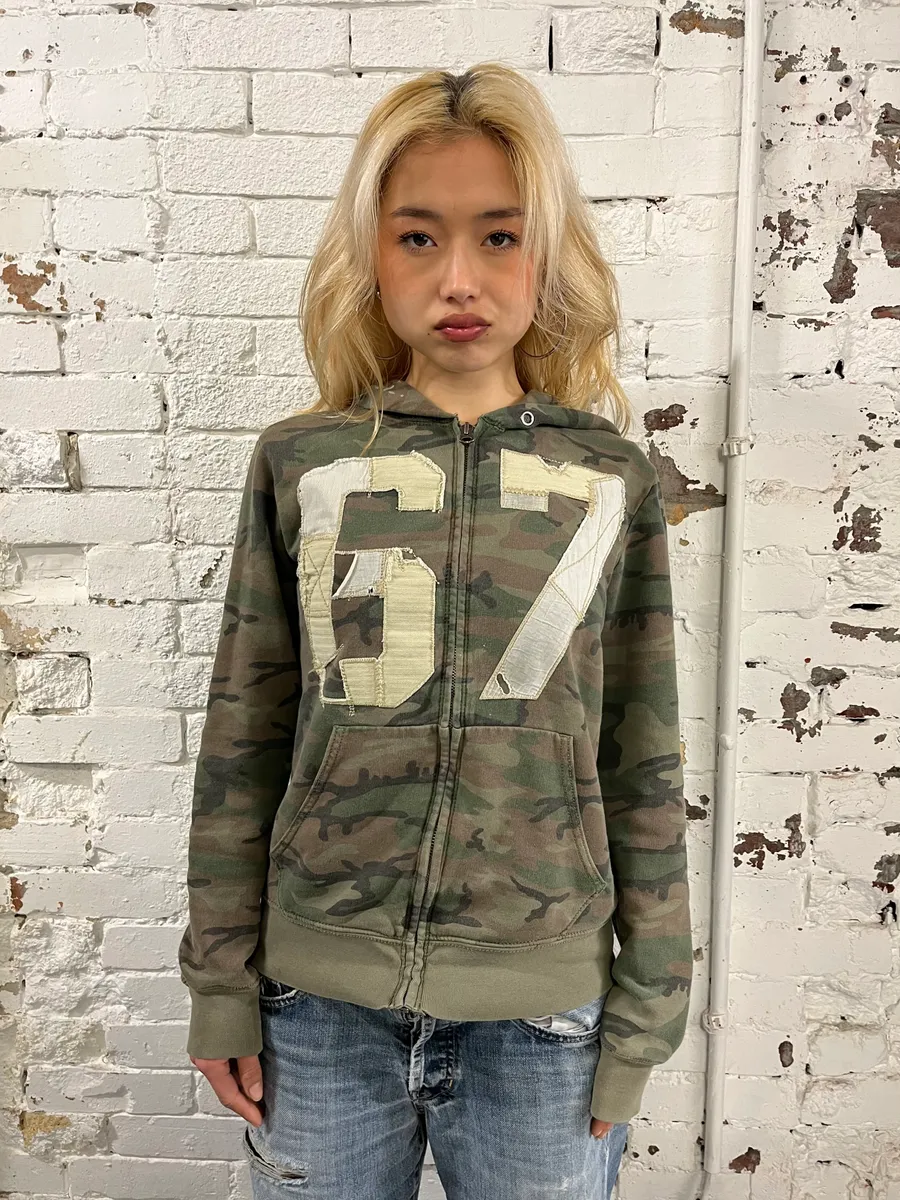 Ralph Lauren Number Patch Olive Camo Hoodie - Image 2