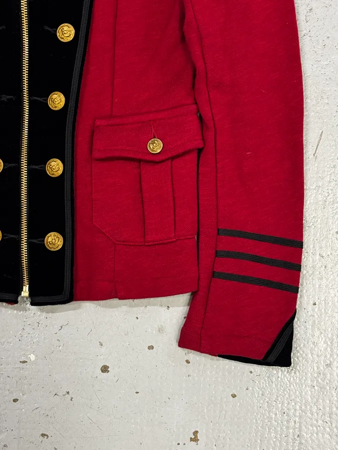 Ralph Lauren Red & Black Buttoned Officer Zip-Up Jacket - Image 8
