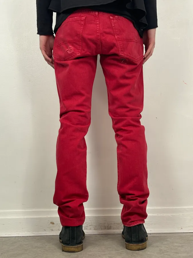 Ralph Lauren Red Distressed Slim Denim Jeans - Image 4