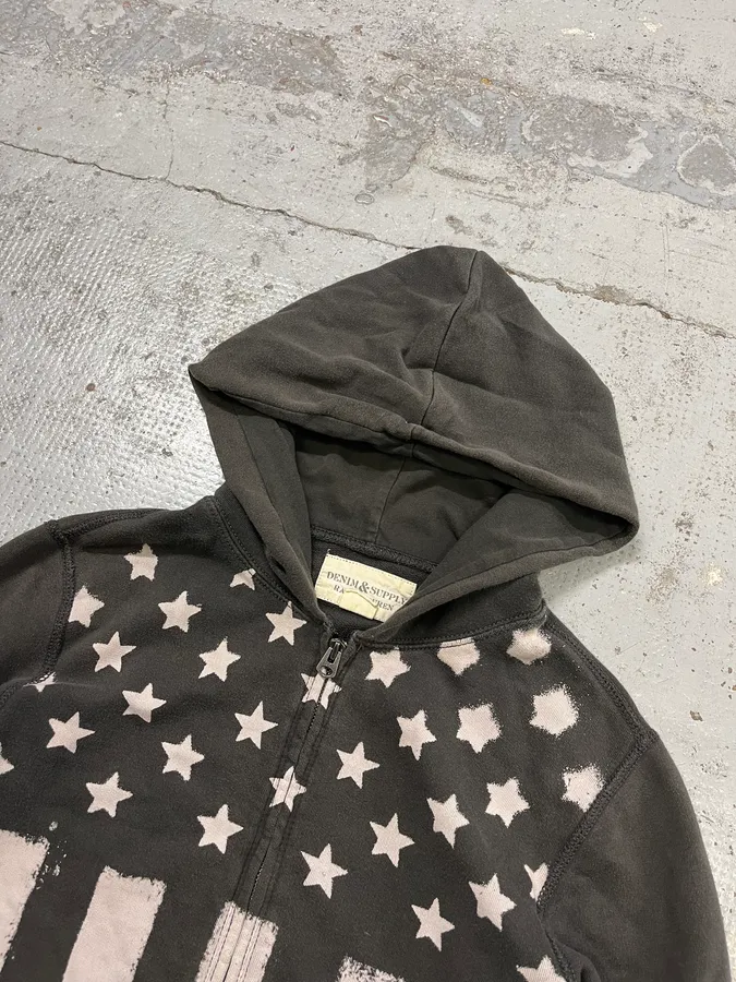 Ralph Lauren USA Flag Grey Faded Zip Hoodie - Image 5