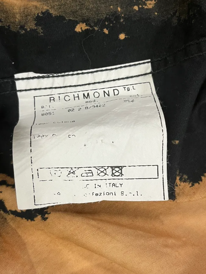 Richmond Black & Beige Bleached Effect Shirt - Image 11