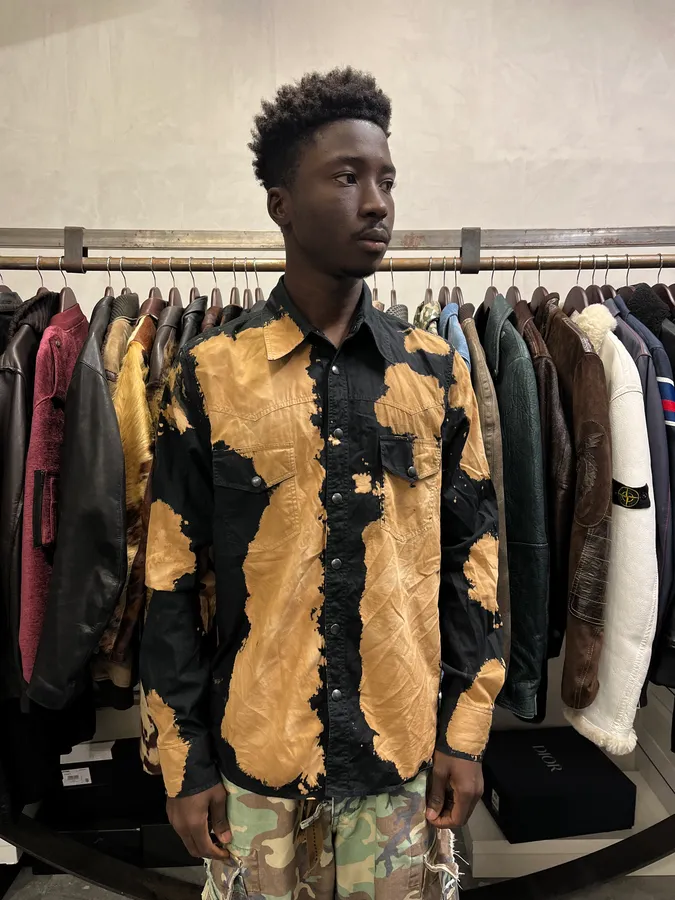 Richmond Black & Beige Bleached Effect Shirt - Image 3