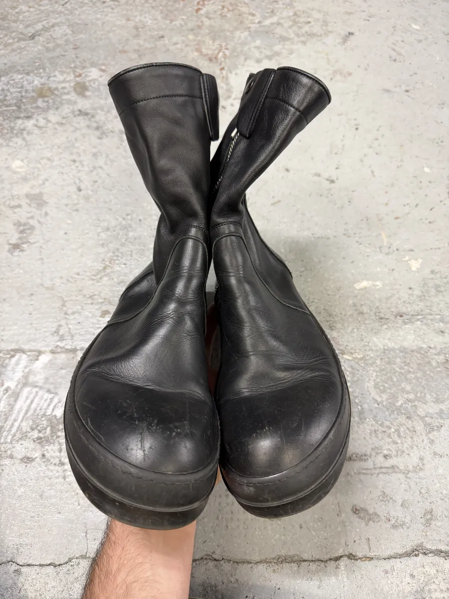 Rick Owens Black Leather Ankle Abstract Boots - Image 3