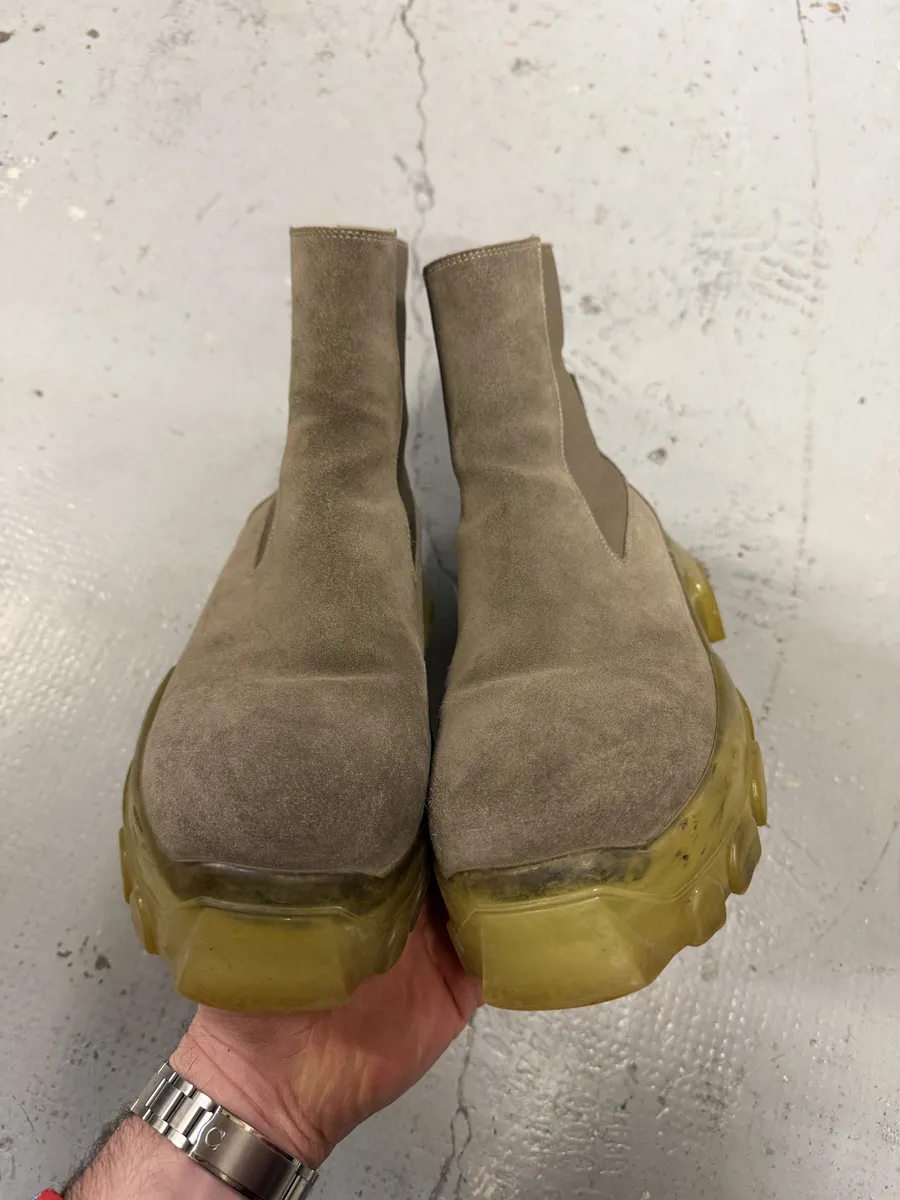 Rick Owens Chelsea Bozo Tractor Grey Suede Leather Boots - Image 7