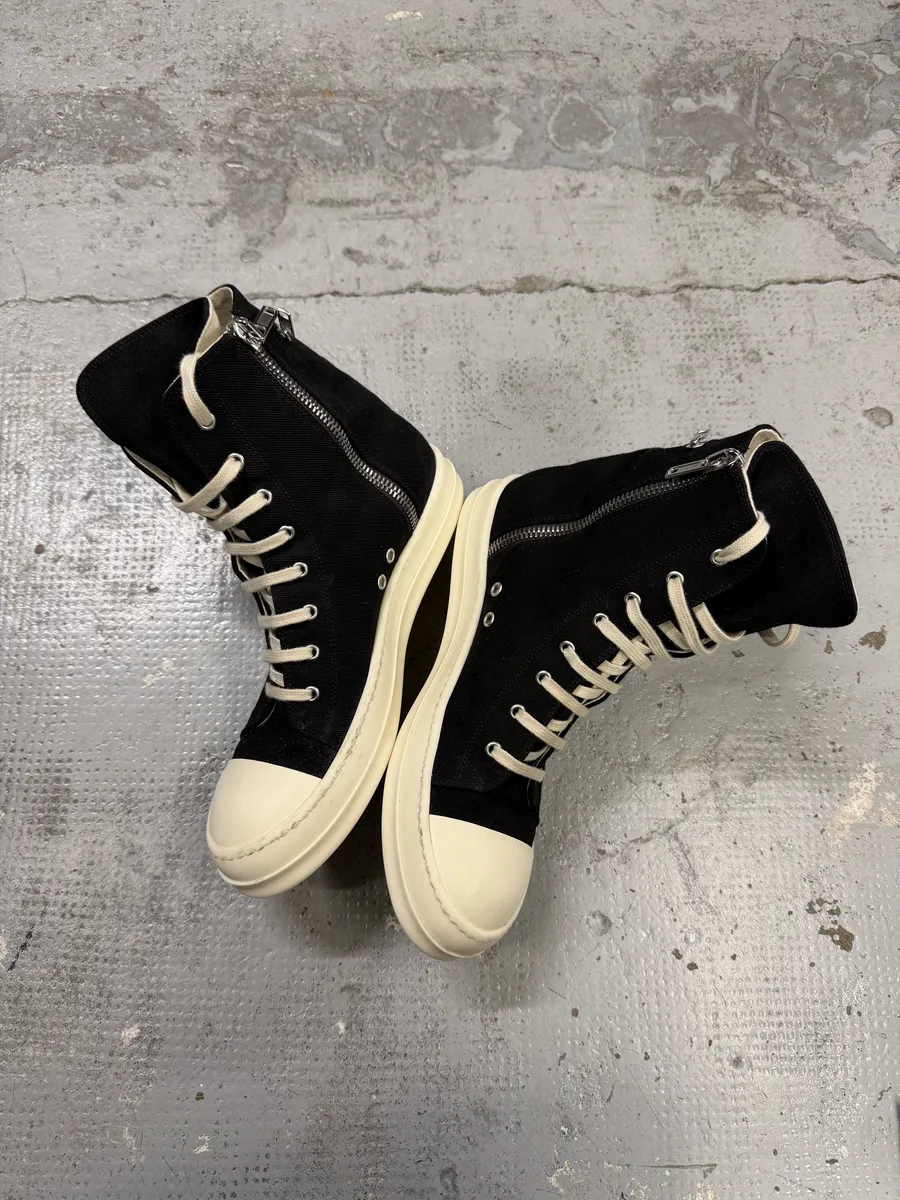 Rick Owens Gethsemane High Black Canvas Sneakers - Image 10