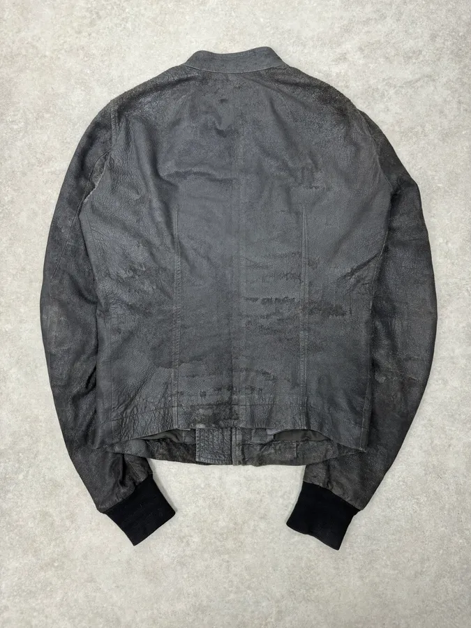 Rick Owens Grey Avant-Garde Leather Jacket - Image 7