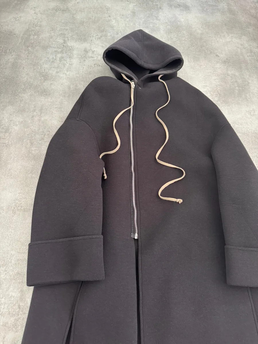Rick Owens Lilies Black Long Dark Destructured Jacket - Image 12