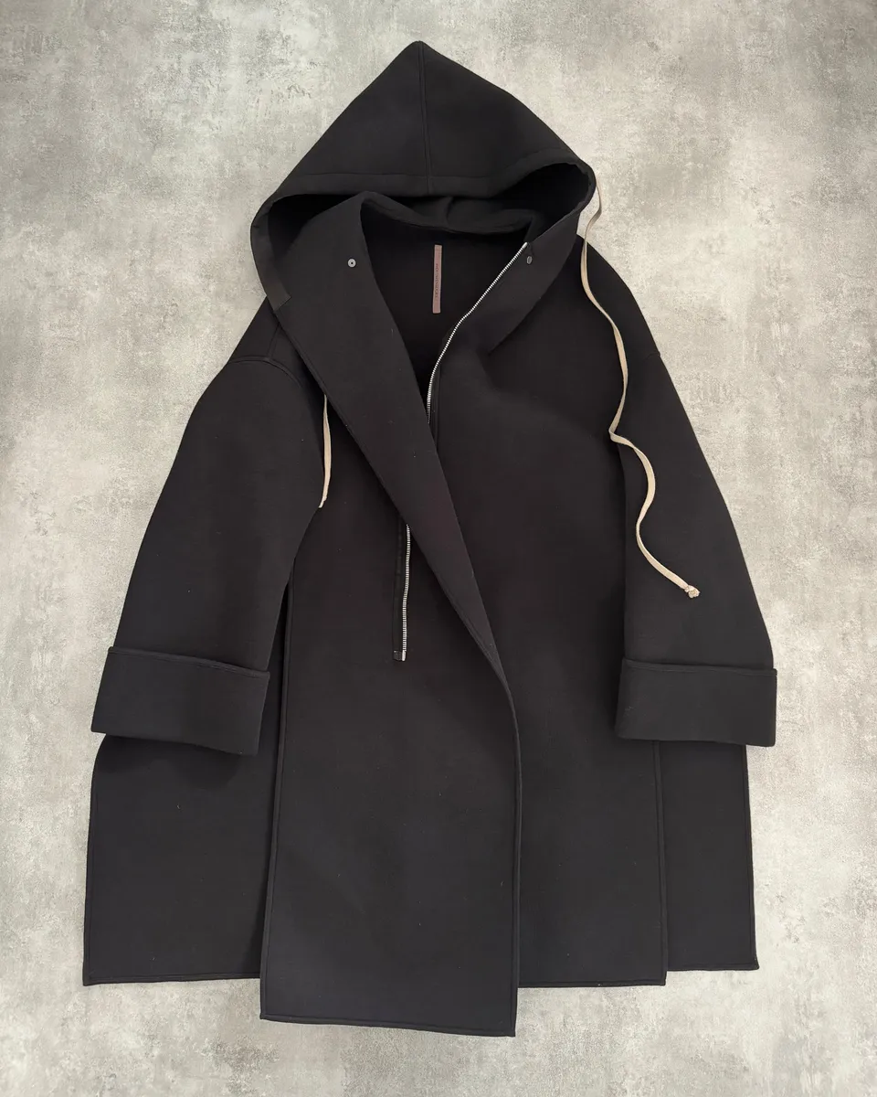 Rick Owens Lilies Black Long Dark Destructured Jacket - Image 4