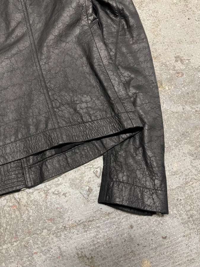 Rick Owens Mollino Asymmetrical Black Leather Jacket - Image 6