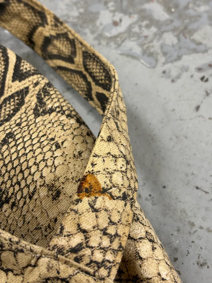 Roberto Cavalli Beige Snake Print Handle Tote Bag - Image 8
