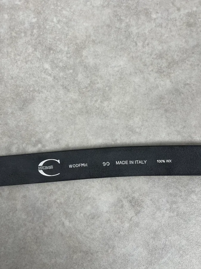 Roberto Cavalli Black Leather Crystal Embellished Belt - Image 6