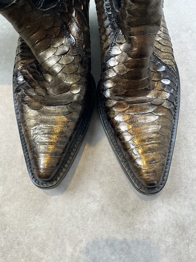 Roberto Cavalli Black Python Embroidered Western Santiag Boots - Image 5