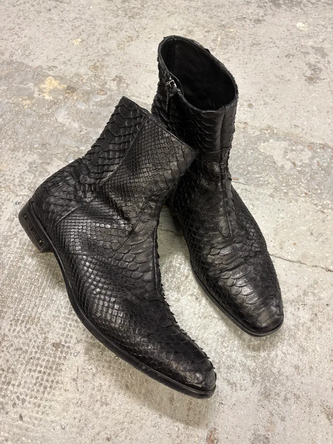 Roberto Cavalli Black Python Leather Boots - Image 5