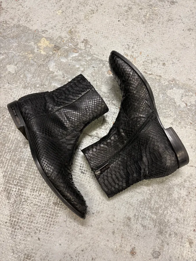 Roberto Cavalli Black Python Leather Boots - Image 6